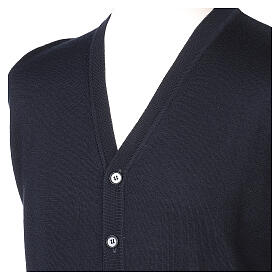 Chaleco azul In Primis cuello V botones sin mangas 100% lana