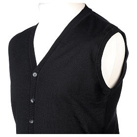 Sleeveless black wool cardigan In Primis with V-neck and buttons