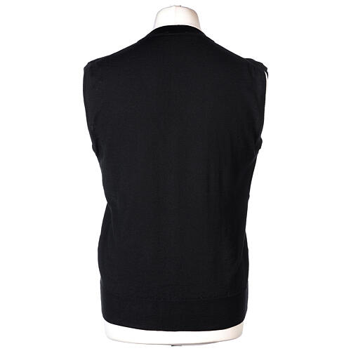 Sleeveless black wool cardigan In Primis with V-neck and buttons 5