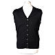 Sleeveless black wool cardigan In Primis with V-neck and buttons s1