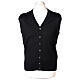 Gilet sans manches noir In Primis col en V boutons 100% laine s1