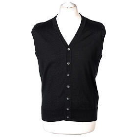 V-neck sleeveless vest with buttons In Primis black