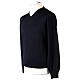 Pullover In Primis collo a V manica lunga blu lana merino s3