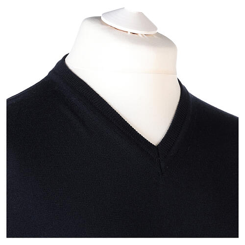 Pullover In Primis V-neck long sleeve blue merino wool 2