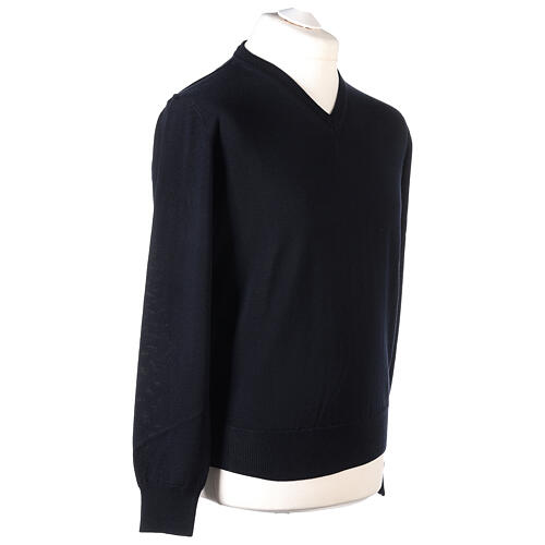 Pullover In Primis V-neck long sleeve blue merino wool 4