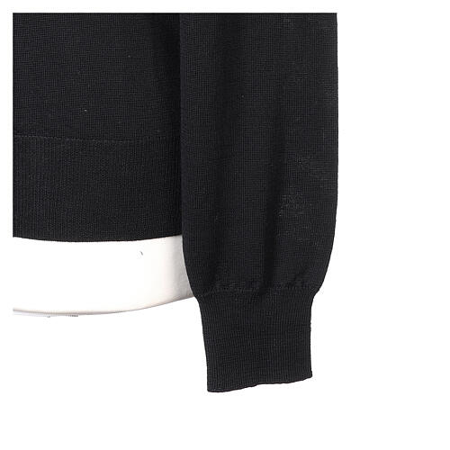 Pullover nero In primis manica lunga collo a V 100% lana merino 4