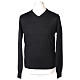 Black pullover sweater In primis long sleeve V-neck 100% merino wool s1