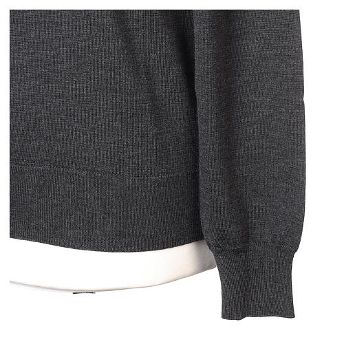 Longsleeved grey wool cardigan In Primis with V-neck 4