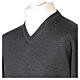 Longsleeved grey wool cardigan In Primis with V-neck s2