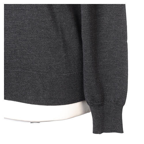 Anthracite V-neck pullover In Primis 100% merino wool 4