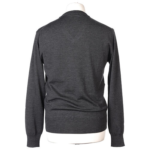 Anthracite V-neck pullover In Primis 100% merino wool 5