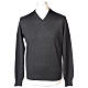 Anthracite V-neck pullover In Primis 100% merino wool s1