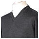 Anthracite V-neck pullover In Primis 100% merino wool s2