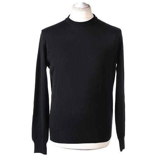 Pull noir In Primis col rond 100% laine mérinos 1