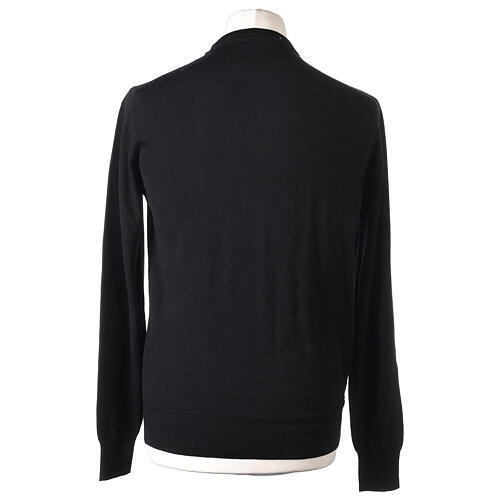 Long sleeve black pullover with round neck 100% merino wool 5