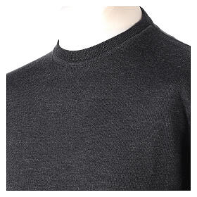 Jersey 100% lana merina manga larga cuello redondo antracita