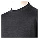 Long sleeve pullover sweater 100% merino wool anthracite crew neck s2