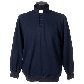 Blue Clergy long-sleeved t-shirt with three buttons Cococler