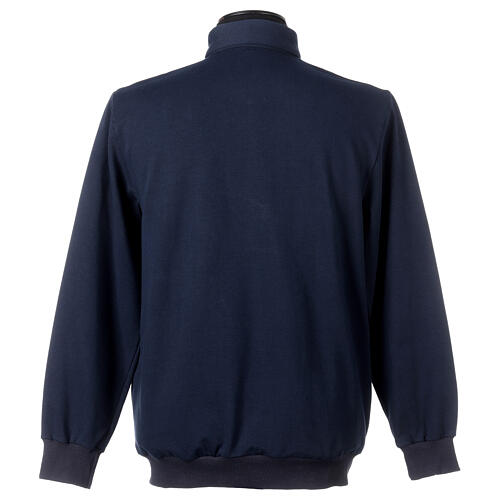 Long sleeve clergy polo shirt three buttons blue Cococler fleece 4