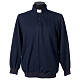 Long sleeve clergy polo shirt three buttons blue Cococler fleece s1