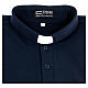 Long sleeve clergy polo shirt three buttons blue Cococler fleece s5