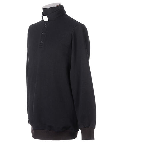Maglia polo clergy tre bottoni felpata nero Cococler 4