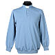 Camisa polo de sacerdote de fato manga comprida 3 botões azul claro Cococler s1