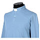 Camisa polo de sacerdote de fato manga comprida 3 botões azul claro Cococler s2