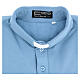 Camisa polo de sacerdote de fato manga comprida 3 botões azul claro Cococler s5