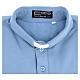 Camisa polo de sacerdote de fato manga comprida 3 botões azul claro Cococler s3