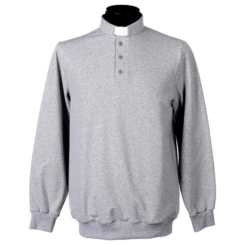 Poloshirt mit Collarkragen, Hellgrau, Langarm, 3 Knöpfe, Marke Cococler 1
