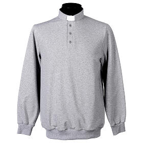 Camiseta polo clergy afelpada 3 botones gris claro CocoCler