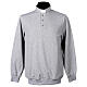 Camiseta polo clergy afelpada 3 botones gris claro CocoCler s1