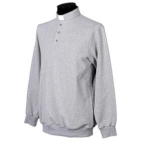 Bluza polo kapłańska, ocieplana, 3 guziki, jasnoszara, Cococler