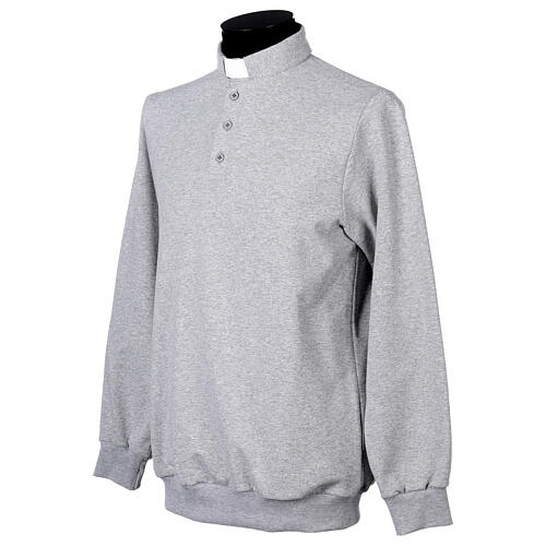 Bluza polo kapłańska, ocieplana, 3 guziki, jasnoszara, Cococler 2