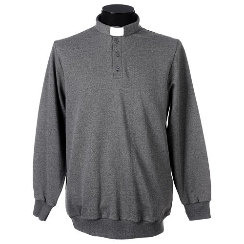 Dark grey Clergy long-sleeved t-shirt with three buttons Cococler 1