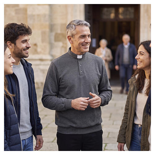 Dark grey Clergy long-sleeved t-shirt with three buttons Cococler 2