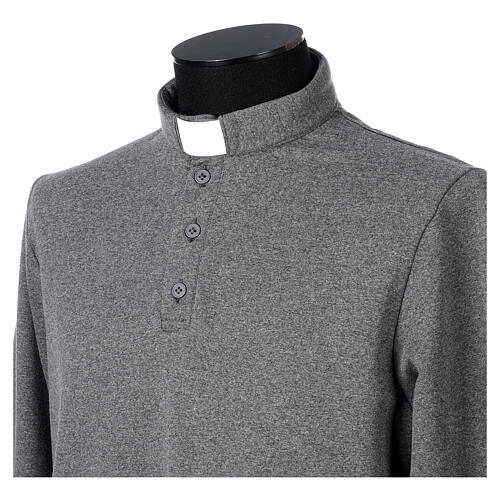 Camiseta polo clergy afelpada 3 botones gris oscuro CocoCler 7