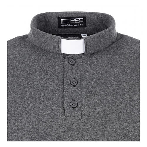 Bluza polo kapłańska, ocieplana, 3 guziki, jasnoszara, Cococler 3