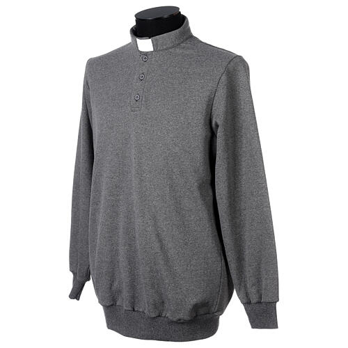 Bluza polo kapłańska, ocieplana, 3 guziki, jasnoszara, Cococler 5