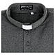Camisa polo de sacerdote de fato manga comprida 3 botões cinzento escuro Cococler s5