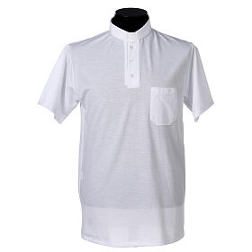 Camiseta cuello clergy piqué imperial simil escocia blanca CocoCler