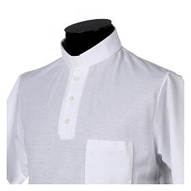 T-shirt col clergy piqué impérial imitation fil d'Écosse blanc Cococler
