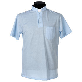 Light blue Clergy t-shirt, lisle-like cotton, piqué weaving Cococler