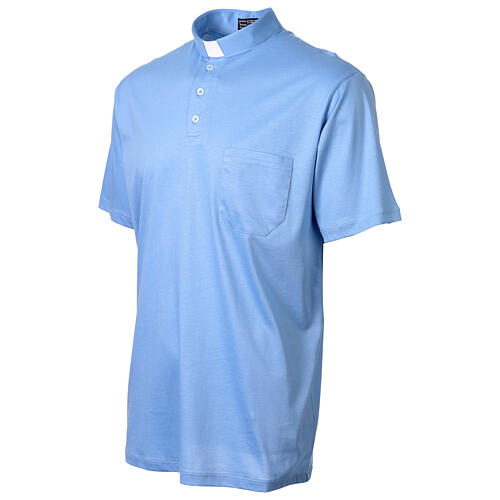 Light blue Clergy t-shirt, lisle-like cotton, piqué weaving Cococler 3