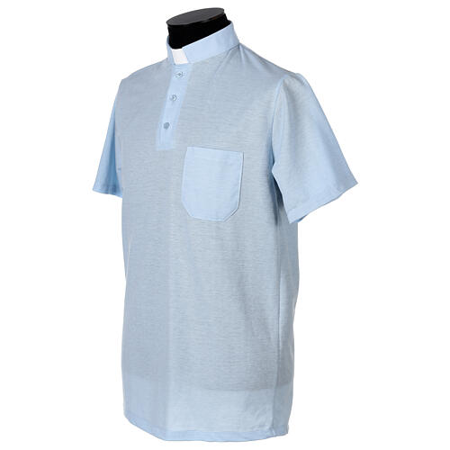 Camiseta cuello clergy algodón piqué imperial simil escocia celeste CocoCler 3