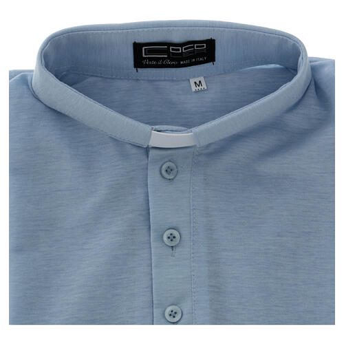 Camiseta cuello clergy algodón piqué imperial simil escocia celeste CocoCler 5