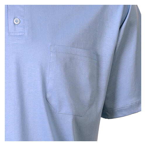 Camiseta cuello clergy algodón piqué imperial simil escocia celeste CocoCler 6