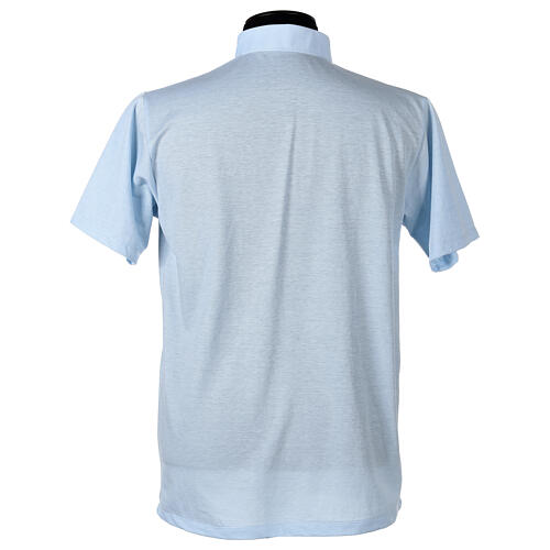 T-shirt col clergy piqué impérial imitation fil d'Écosse bleu ciel Cococler 4