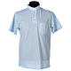 Camisa polo de sacerdote manga curta piquet imperial imitação fio de Escócia azul claro Cococler s1